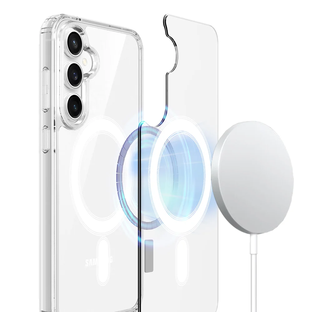 For Samsung Galaxy S24 FE Case Compatible with MagSafe TPU+Acrylic Clear Back Phone Cover - Transparent-Cellmalls