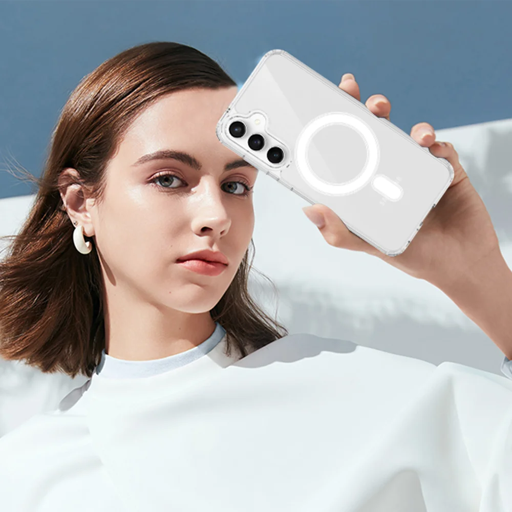 For Samsung Galaxy S24 FE Case Compatible with MagSafe TPU+Acrylic Clear Back Phone Cover - Transparent-Cellmalls