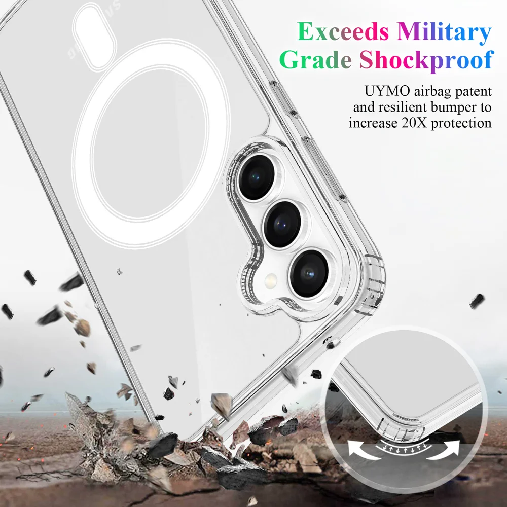 For Samsung Galaxy S24 FE Case Compatible with MagSafe TPU+Acrylic Clear Back Phone Cover - Transparent-Cellmalls