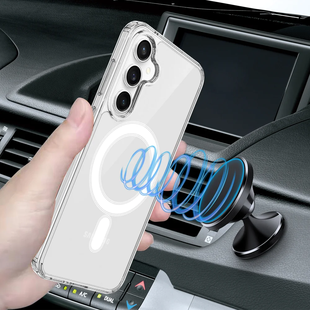 For Samsung Galaxy S24 FE Case Compatible with MagSafe TPU+Acrylic Clear Back Phone Cover - Transparent-Cellmalls