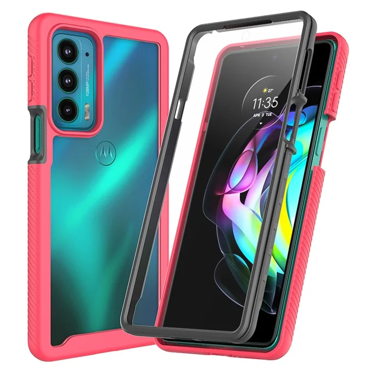 For Motorola Edge 20 PC+TPU Hybrid Phone Case Cover Scratch-Resistant with Sensitive Touch PET Screen Protector - Black-Cellmalls