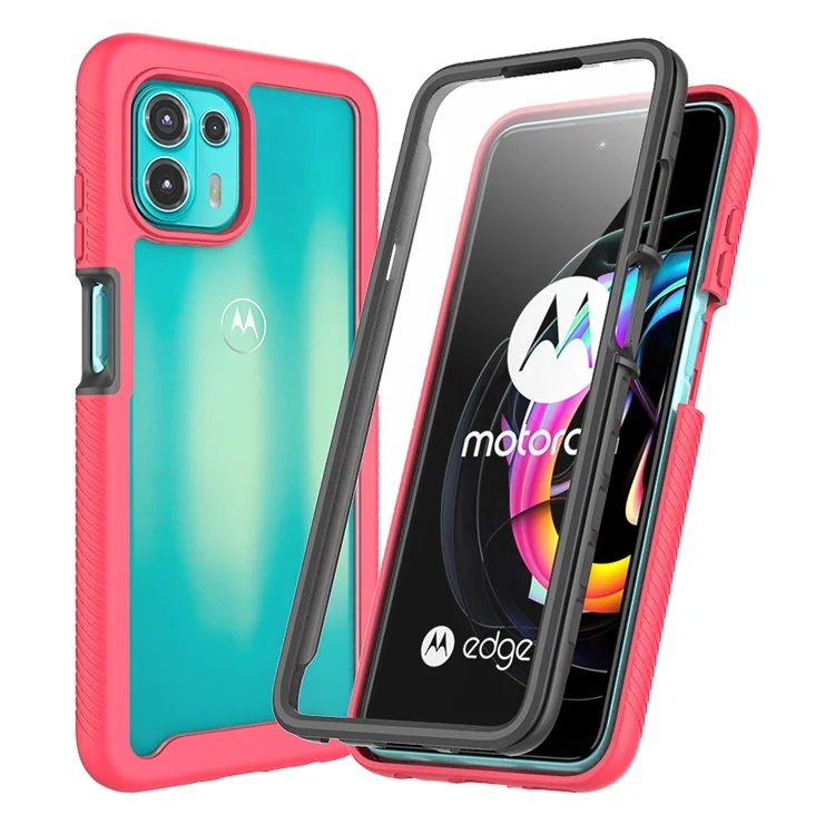 For Motorola Edge 20 Lite Shockproof PC+TPU Hybrid Phone Case Cover with Anti-scratch PET Screen Protector - Black-Cellmalls