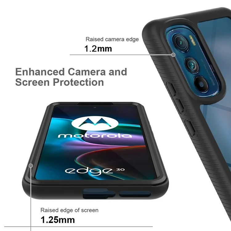 For Motorola Edge 30 5G Hard PC + Soft TPU Case PET Screen Protector Drop-proof Phone Cover - Black-Cellmalls