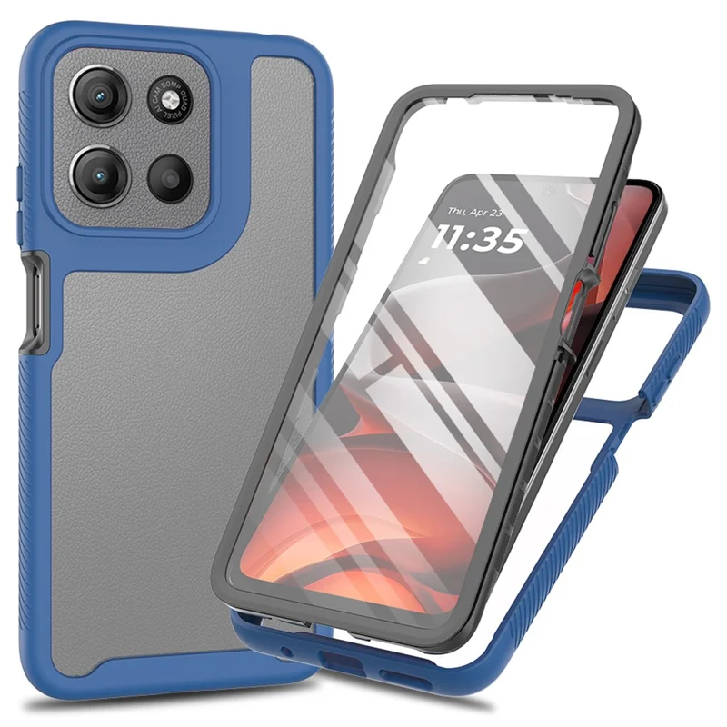 Clear Case for Motorola Moto E15 4G / G15 4G / G05 4G PC + TPU Phone Back Cover with PET Screen Film - Black-Cellmalls