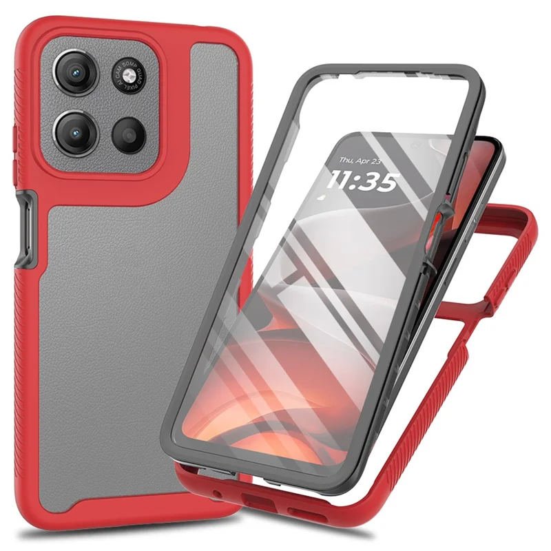 Clear Case for Motorola Moto E15 4G / G15 4G / G05 4G PC + TPU Phone Back Cover with PET Screen Film - Black-Cellmalls