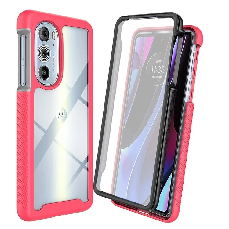 For Motorola Edge 30 Pro (Motorola Edge+ (2022)) All-inclusive Protection 3-in-1 Hybrid Phone Case Drop-proof Detachable Mobile Phone Shell with PET Screen Protector - Black-Cellmalls