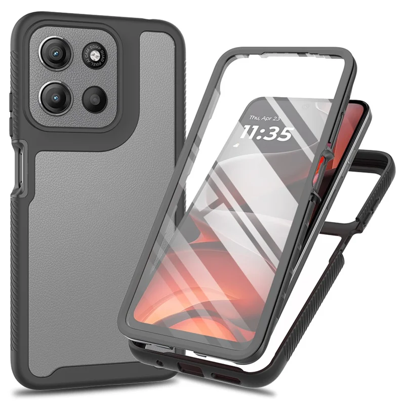 Clear Case for Motorola Moto E15 4G / G15 4G / G05 4G PC + TPU Phone Back Cover with PET Screen Film - Black-Cellmalls