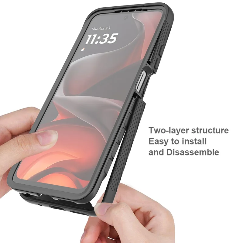 Clear Case for Motorola Moto E15 4G / G15 4G / G05 4G PC + TPU Phone Back Cover with PET Screen Film - Black-Cellmalls