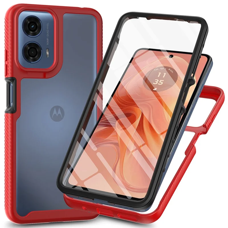 For Motorola Moto E14 4G / G24 4G / G04 4G / G04s 4G Case with PET Screen Film PC+TPU Phone Shell - Black-Cellmalls
