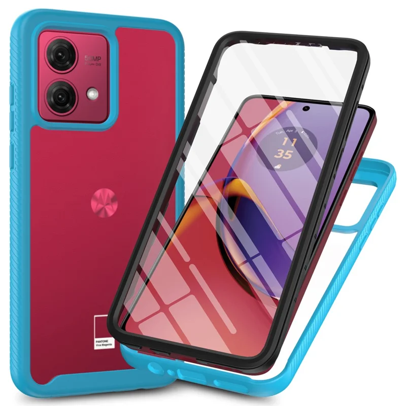 For Motorola Moto G84 5G Phone Case Protective Cover with PET Screen Protector - Black-Cellmalls