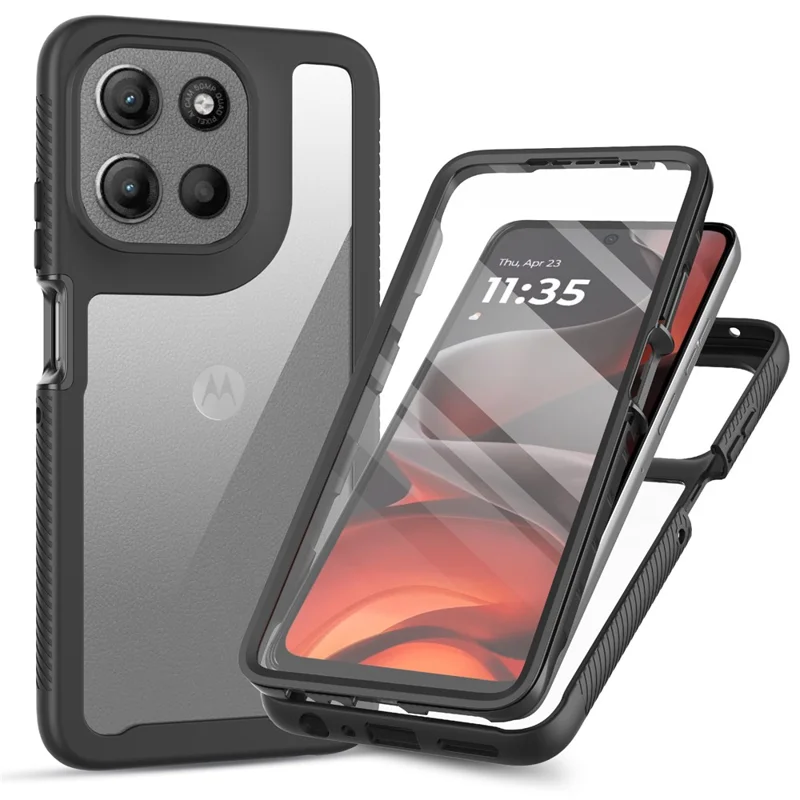 Clear Case for Motorola Moto G86 5G PC + TPU Phone Back Cover with PET Screen Film - Black-Cellmalls