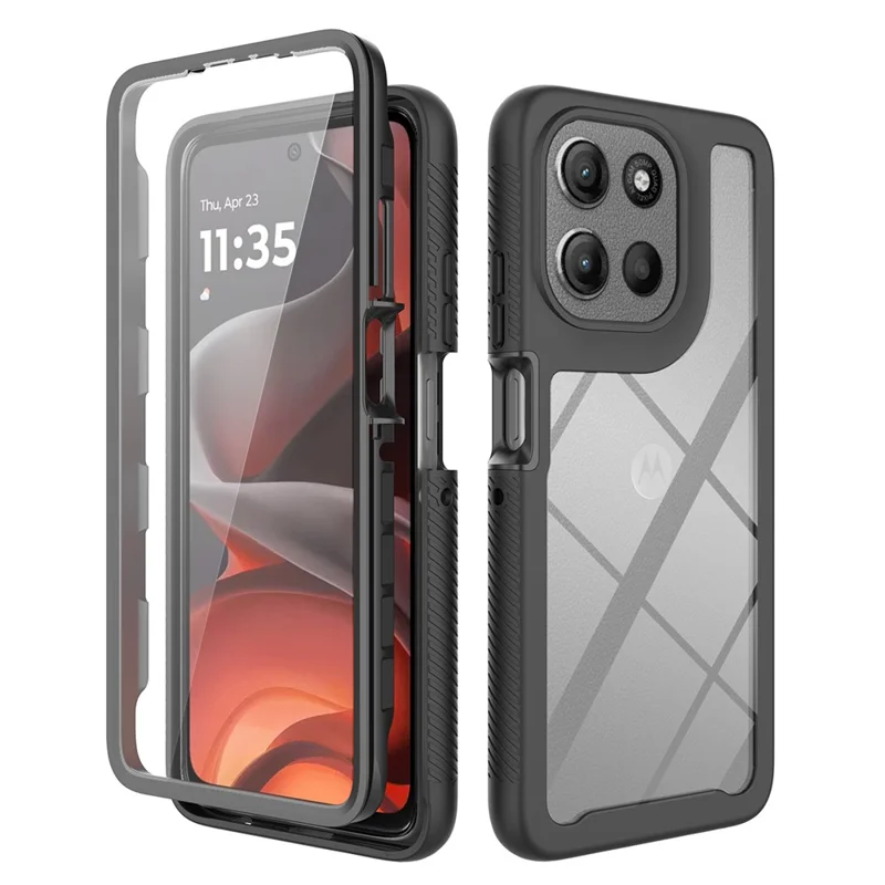 Clear Case for Motorola Moto G86 5G PC + TPU Phone Back Cover with PET Screen Film - Black-Cellmalls