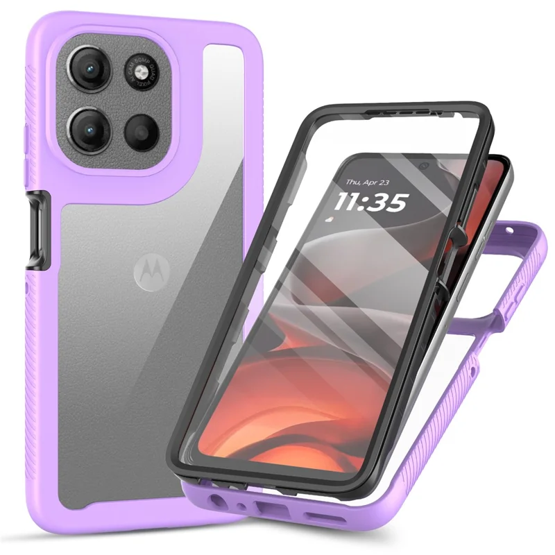 Clear Case for Motorola Moto G86 5G PC + TPU Phone Back Cover with PET Screen Film - Black-Cellmalls