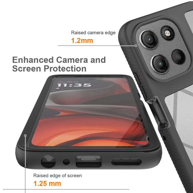 Clear Case for Motorola Moto G86 5G PC + TPU Phone Back Cover with PET Screen Film - Black-Cellmalls