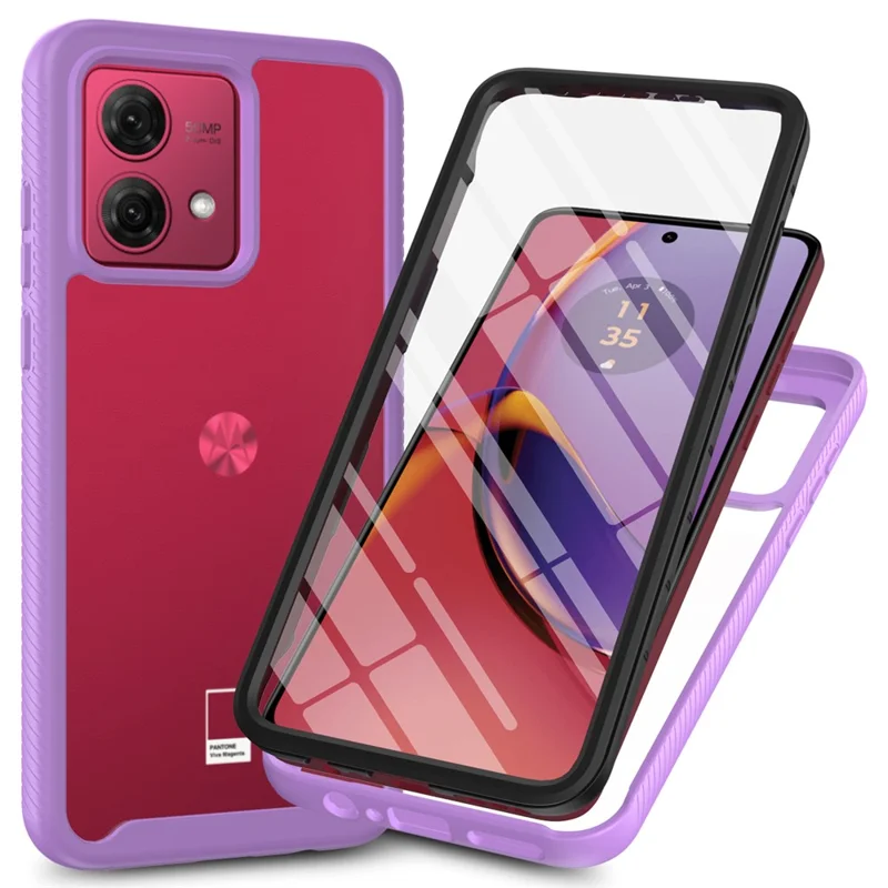 For Motorola Moto G84 5G Phone Case Protective Cover with PET Screen Protector - Black-Cellmalls