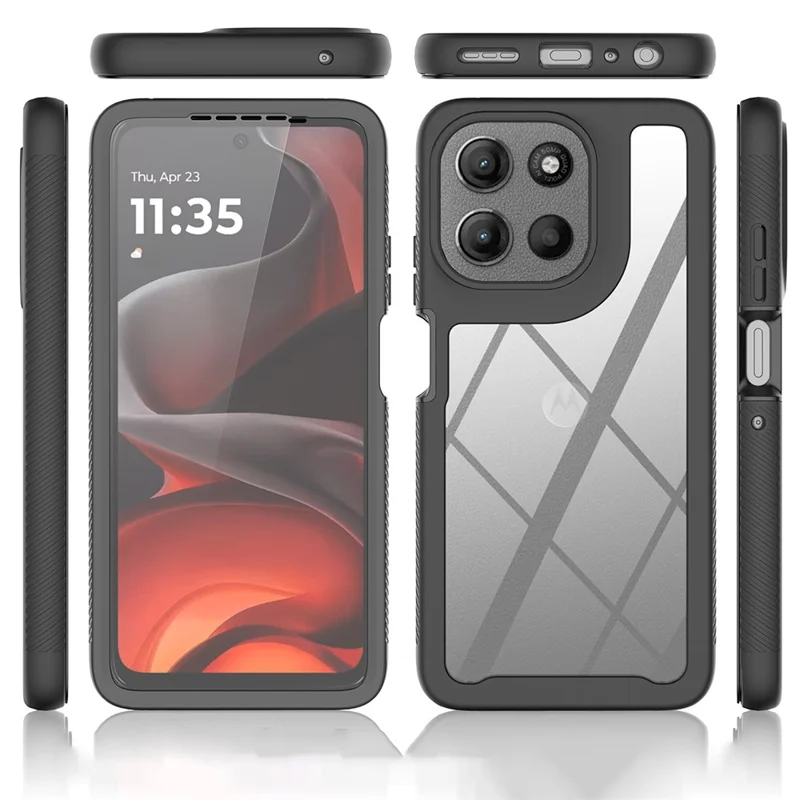 Clear Case for Motorola Moto G86 5G PC + TPU Phone Back Cover with PET Screen Film - Black-Cellmalls