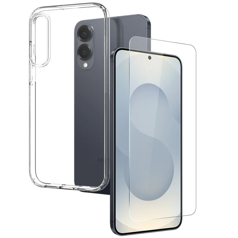 NORTHJO For Samsung Galaxy S25 Edge TPU Phone Case + Tempered Glass Film (Support Fingerprint Unlock) - Transparent-Cellmalls