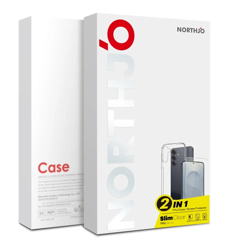 NORTHJO For Samsung Galaxy S25 FE Case Soft TPU Clear Phone Cover with Tempered Glass Screen Protector-Cellmalls