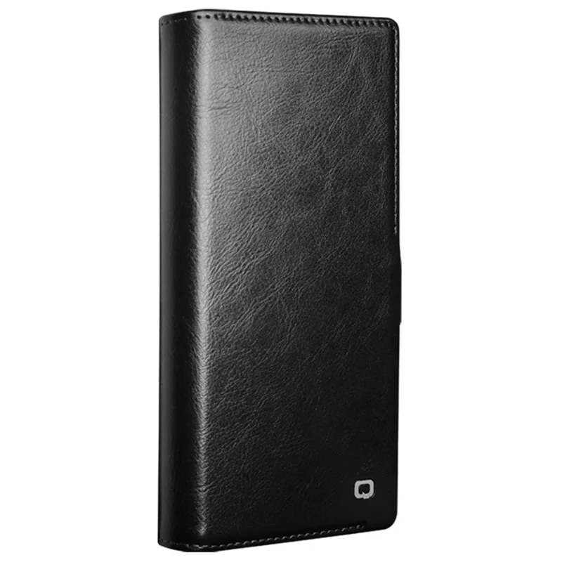 QIALINO For Samsung Galaxy S24 Ultra Wallet Case Genuine Cow Leather Folio Flip Cover - Black-Cellmalls