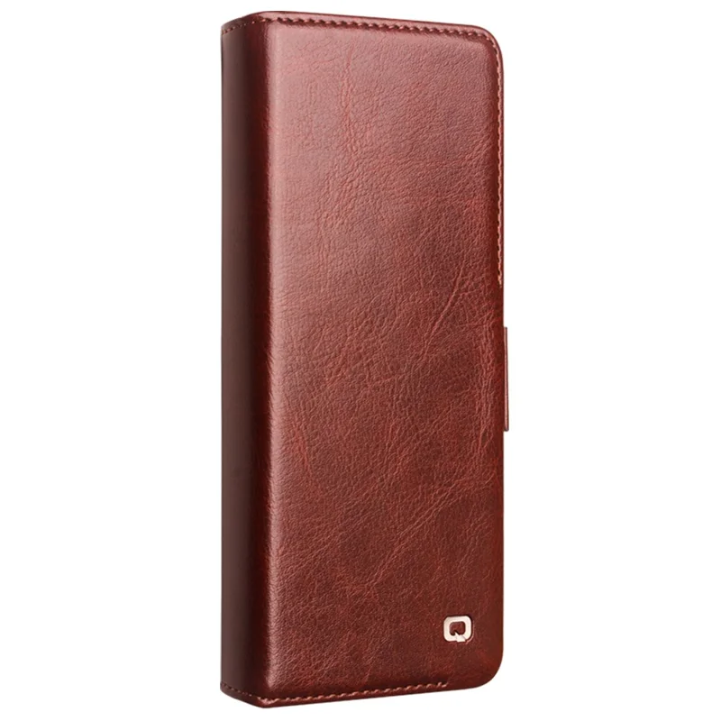 QIALINO For Samsung Galaxy Z Fold4 5G Genuine Cow Leather Case Wallet Magnetic Phone Cover - Brown-Cellmalls