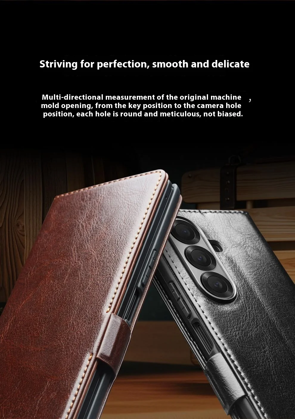 QIALINO For Samsung Galaxy Z Fold7 5G Case with Card Holder Genuine Cow Leather Stand Phone Cover - Brown-Cellmalls