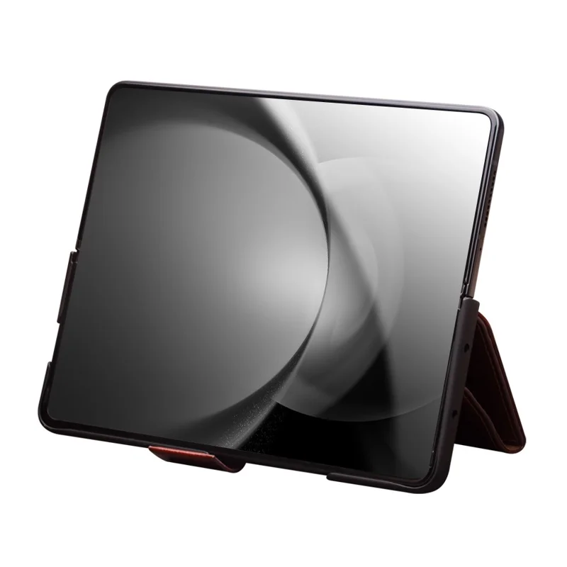 QIALINO For Samsung Galaxy Z Fold6 5G Case TPU+Genuine Cow Card Slot Leather Phone Cover - Brown-Cellmalls