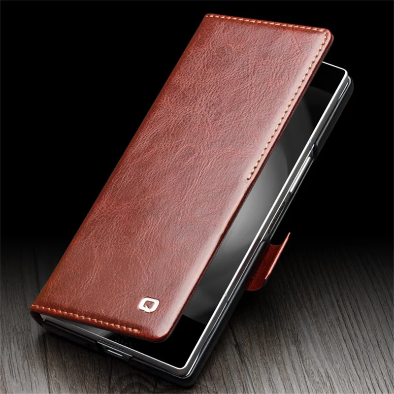 QIALINO For Samsung Galaxy Z Fold6 5G Case TPU+Genuine Cow Card Slot Leather Phone Cover - Brown-Cellmalls