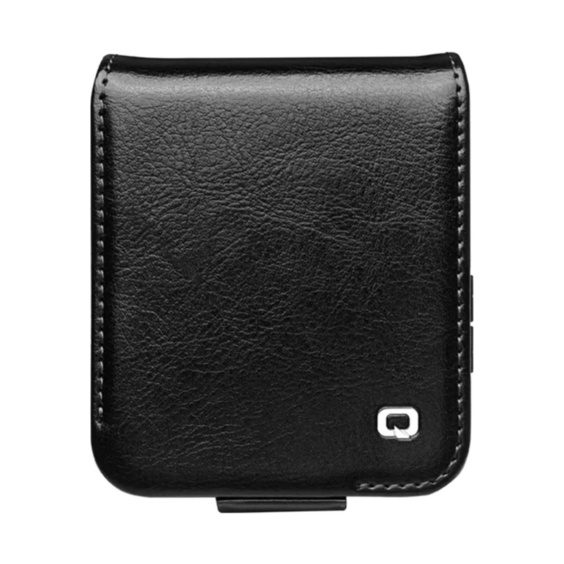 QIALINO For Samsung Galaxy Z Flip7 FE 5G / Z Flip6 5G Case TPU+Genuine Cow Leather Folio Flip Phone Cover - Black-Cellmalls