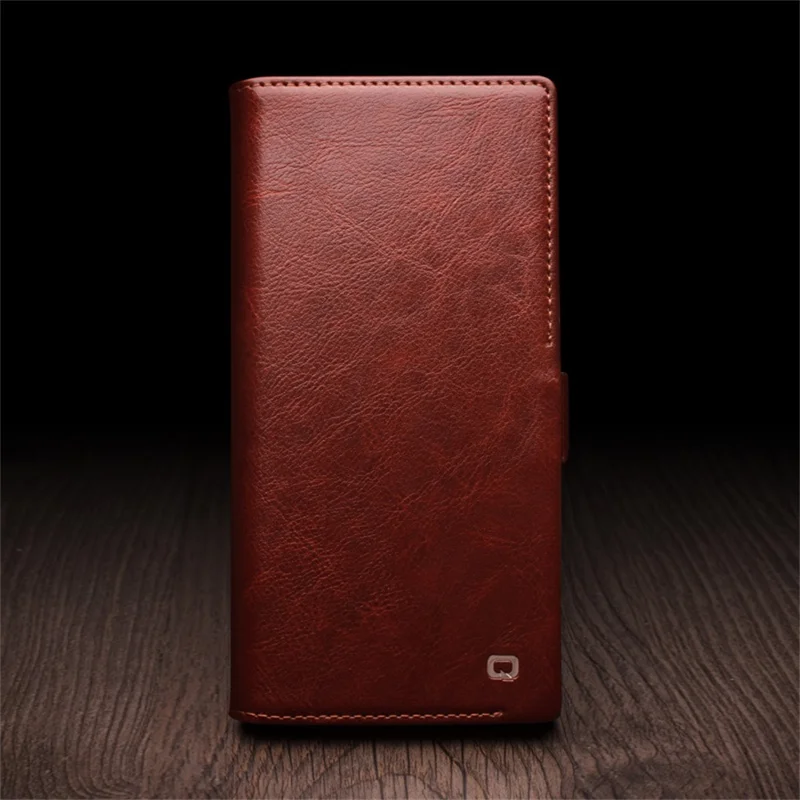 QIALINO For Samsung Galaxy S25 Ultra Case Genuine Cow Leather Wallet Phone Cover with Magnetic Closure - Black-Cellmalls