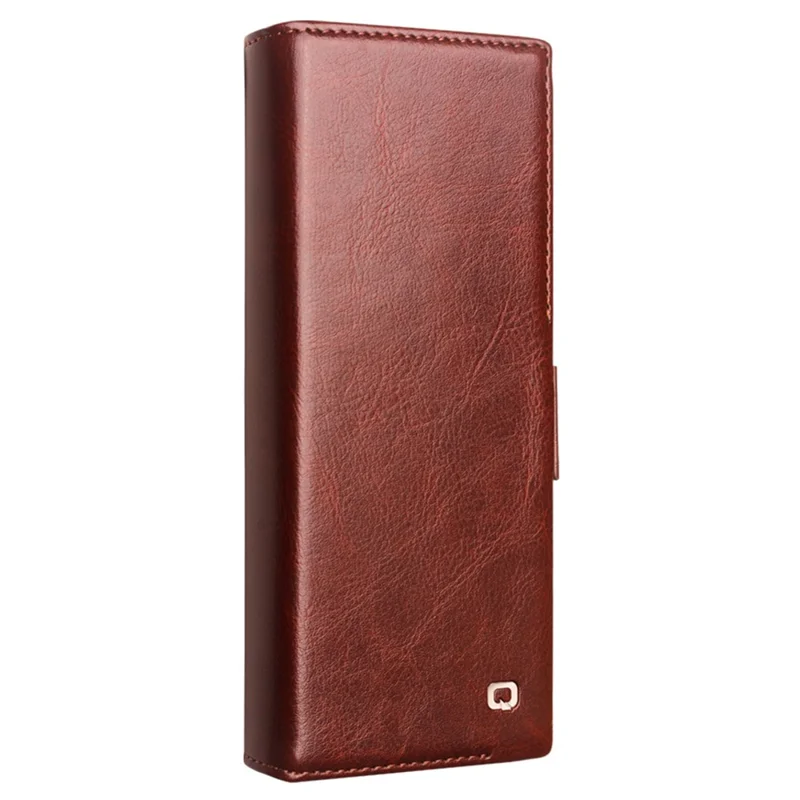 QIALINO For Samsung Galaxy Z Fold6 5G Case TPU+Genuine Cow Card Slot Leather Phone Cover - Brown-Cellmalls