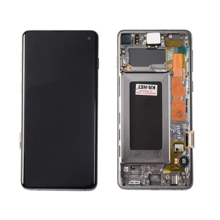 LCD Screen and Digitizer Assembly Part with Frame for Samsung Galaxy S10 G973 - White-Cellmalls