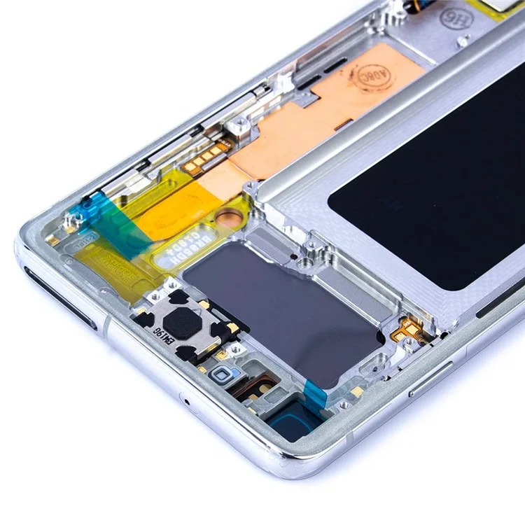 LCD Screen and Digitizer Assembly Part with Frame for Samsung Galaxy S10 G973 - White-Cellmalls
