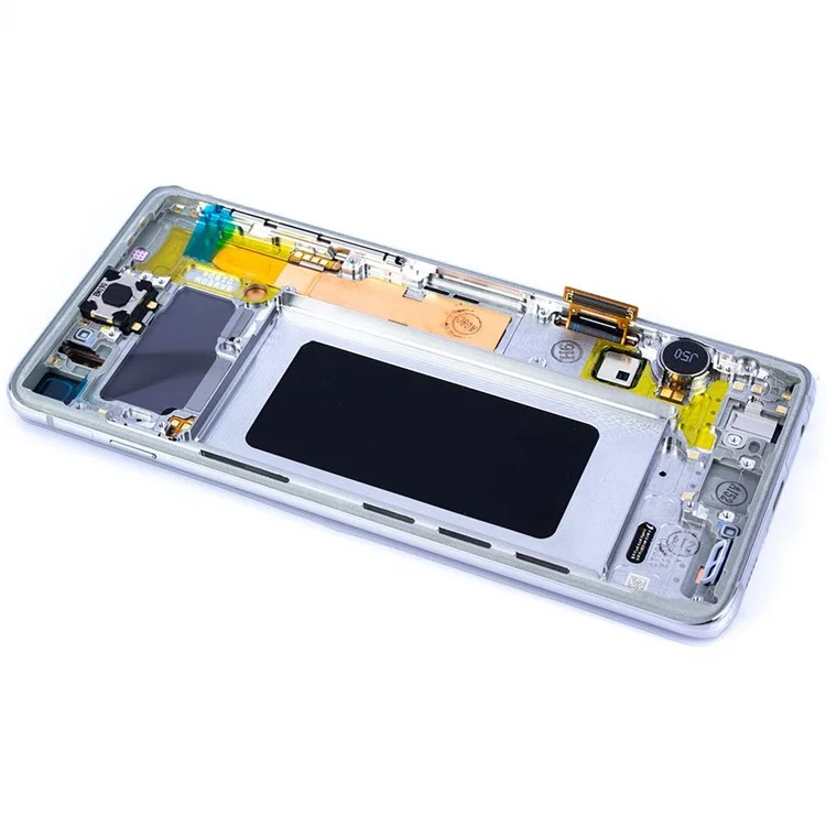 LCD Screen and Digitizer Assembly Part with Frame for Samsung Galaxy S10 G973 - White-Cellmalls