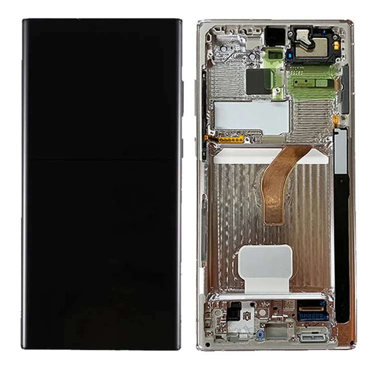 For Samsung Galaxy S22 Ultra 5G S908 OEM Grade S AMOLED Screen and Digitizer Assembly + Frame Part (without Logo) - Black-Cellmalls