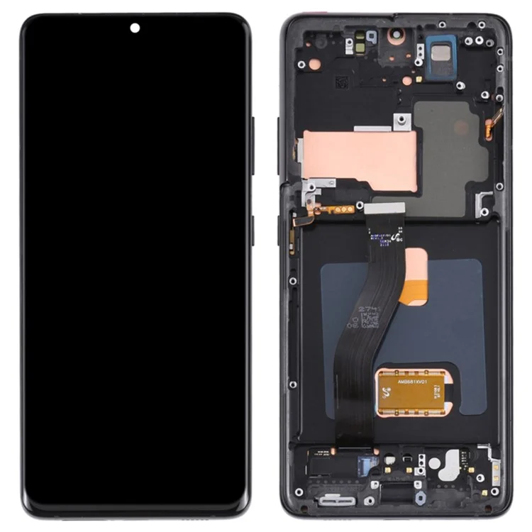 For Samsung Galaxy S21 Ultra 5G G998B OEM Grade S AMOLED Screen and Digitizer Assembly + Frame Part (without Logo) - Black-Cellmalls