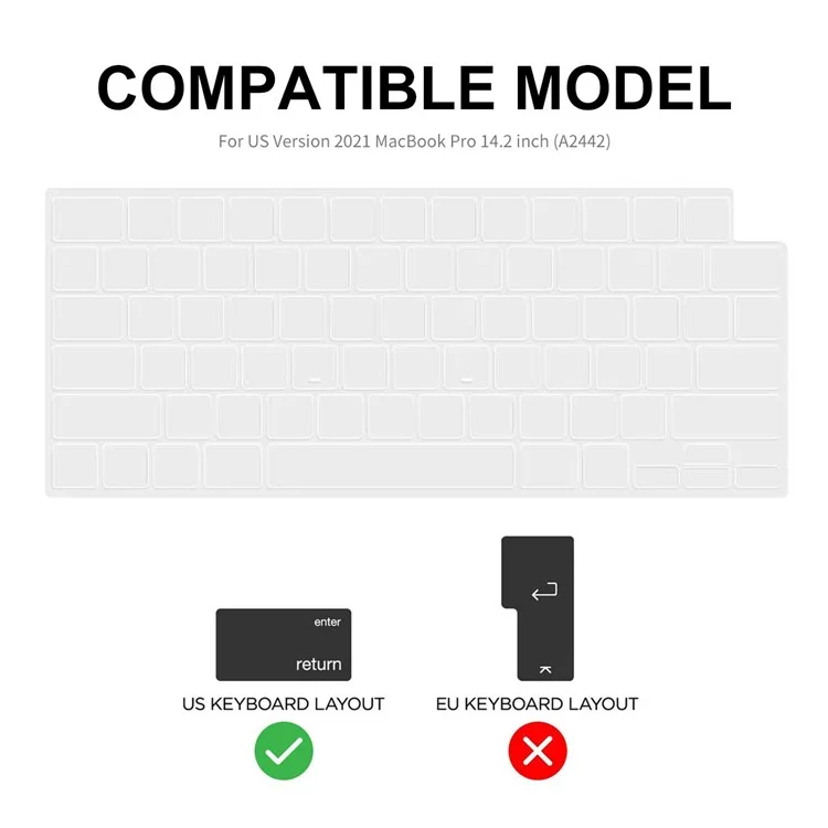 ENKAY HAT PRINCE Crystal PC Laptop Cover for MacBook Pro 14 inch (2024) (2023) (2021) A2442 (US Version) with Keyboard Film + Dust Plugs - White-Cellmalls