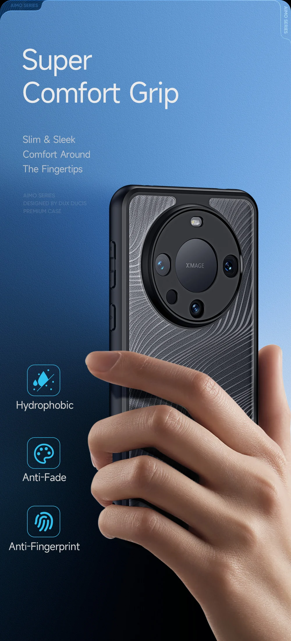 DUX DUCIS Aimo Series for Huawei Mate 60 Pro Phone Case Matte TPU Frame + PC Phone Shell Cover (REACH Certification) - Black-Cellmalls