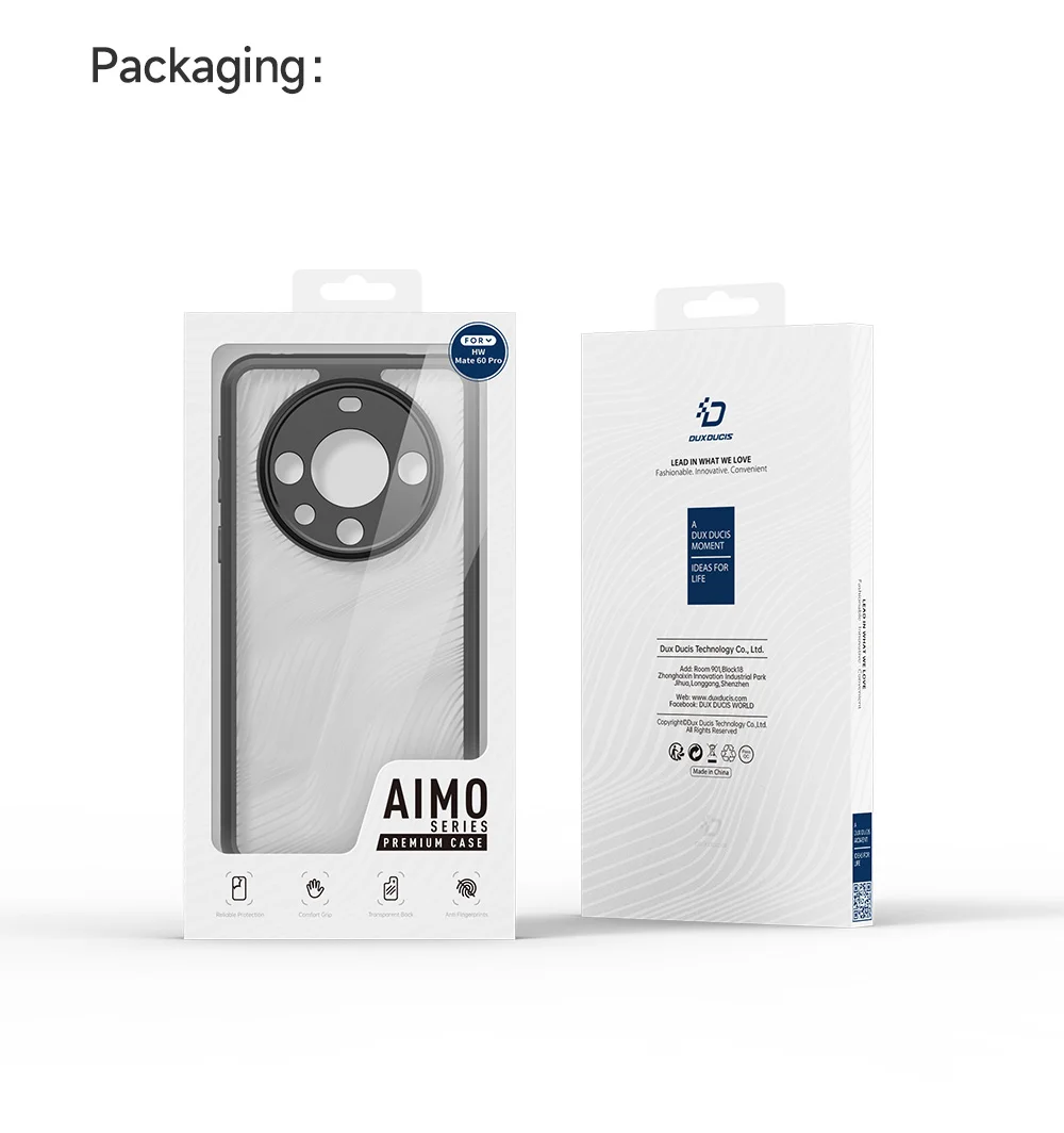 DUX DUCIS Aimo Series for Huawei Mate 60 Pro Phone Case Matte TPU Frame + PC Phone Shell Cover (REACH Certification) - Black-Cellmalls