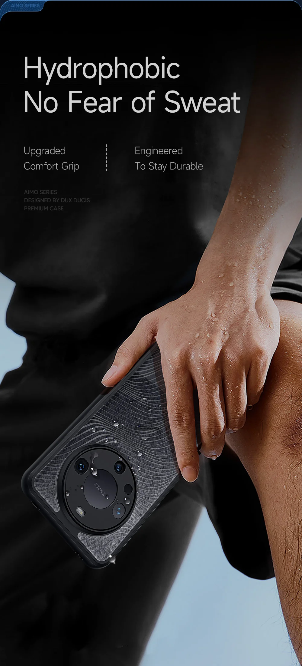 DUX DUCIS Aimo Series for Huawei Mate 60 Pro Phone Case Matte TPU Frame + PC Phone Shell Cover (REACH Certification) - Black-Cellmalls