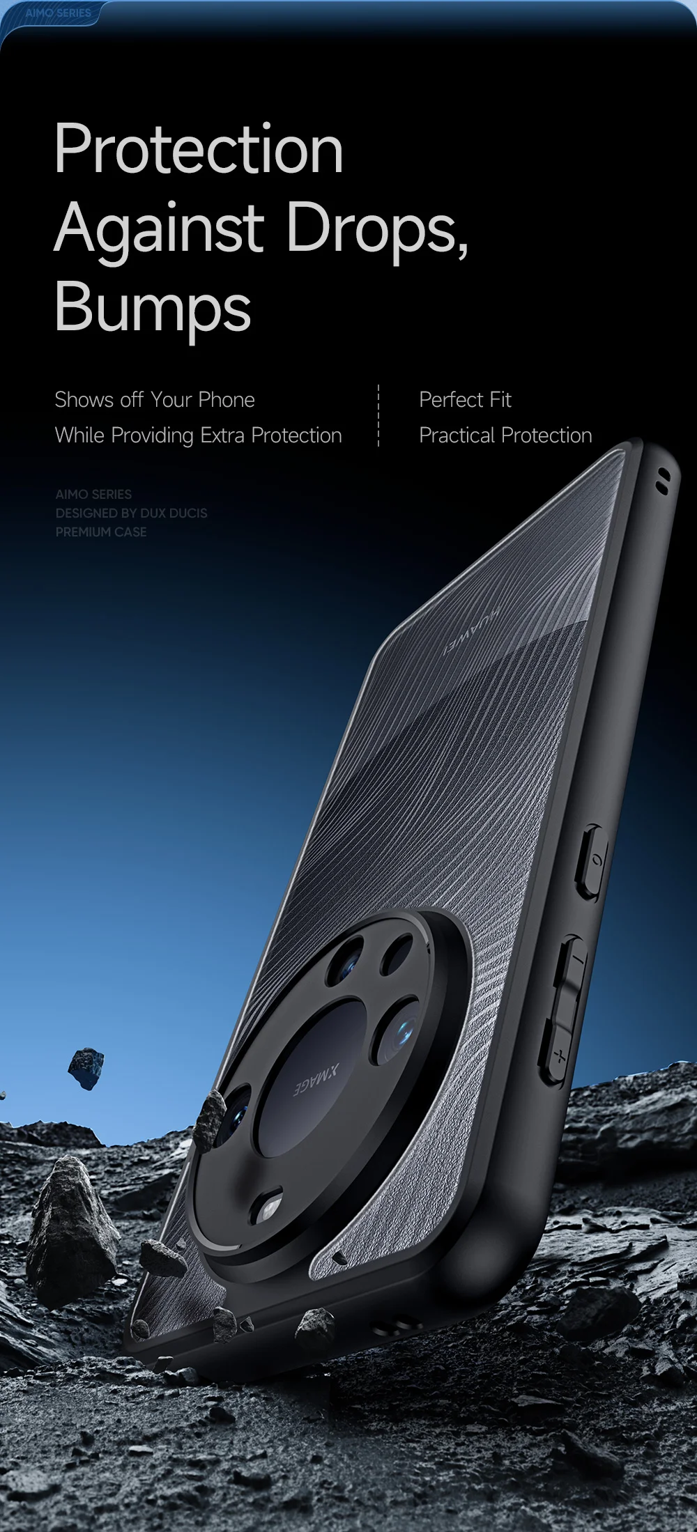 DUX DUCIS Aimo Series for Huawei Mate 60 Pro Phone Case Matte TPU Frame + PC Phone Shell Cover (REACH Certification) - Black-Cellmalls