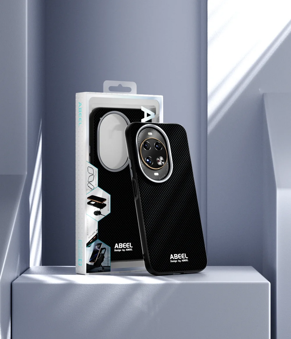 ABEEL For Huawei nova 14 5G Case Compatible with MagSafe Printed PC TPU Aluminum Alloy Leather Phone Cover - Black-Cellmalls