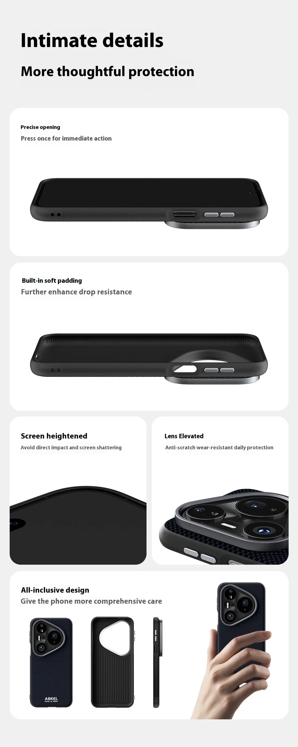 ABEEL For Huawei Pura 80 Case Compatible with MagSafe Printed PC TPU Aluminum Alloy Leather Phone Cover - Black-Cellmalls