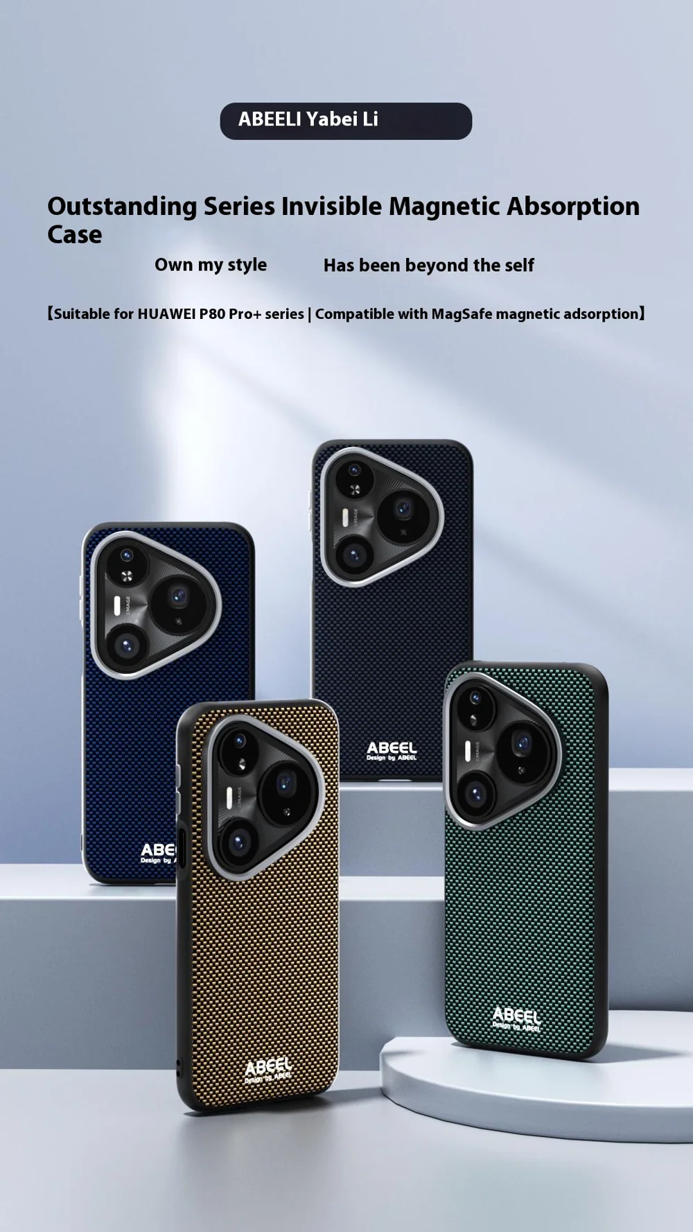 ABEEL For Huawei Pura 80 Pro+  /  80 Pro Case Compatible with MagSafe Printed PC TPU Aluminum Alloy Leather Phone Cover - Black-Cellmalls