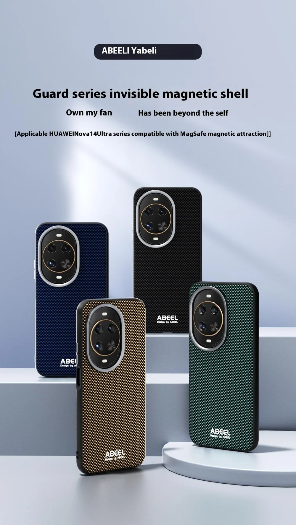 ABEEL For Huawei nova 14 Ultra 5G Case Compatible with MagSafe Printed PC TPU Aluminum Alloy Leather Phone Cover - Black-Cellmalls