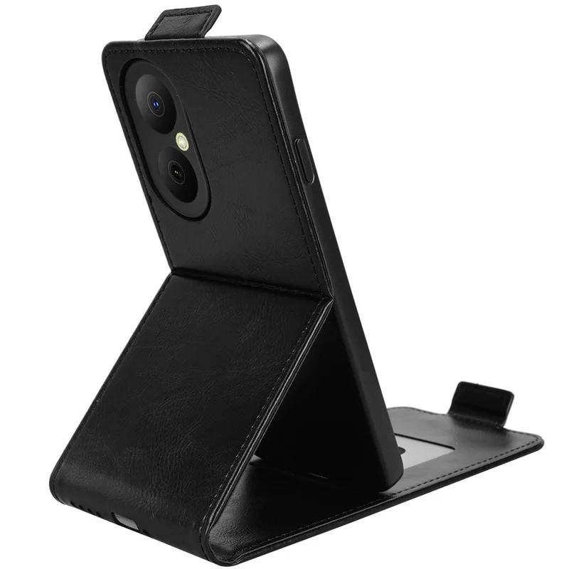 For Huawei Nova Y73 4G  /  Enjoy 80 Stand Case Magnetic Clasp Vertical Flip Leather Phone Cover with Card Holder - Black-Cellmalls