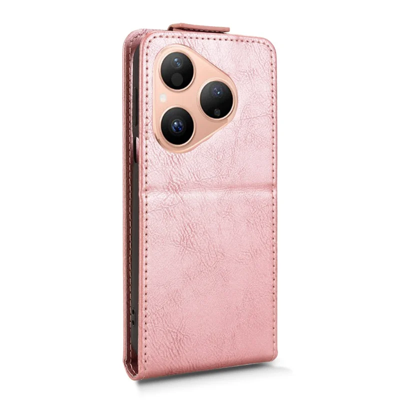 For Huawei Pura 80 Stand Case Magnetic Clasp Vertical Flip Leather Phone Cover with Card Holder - Rose Gold-Cellmalls