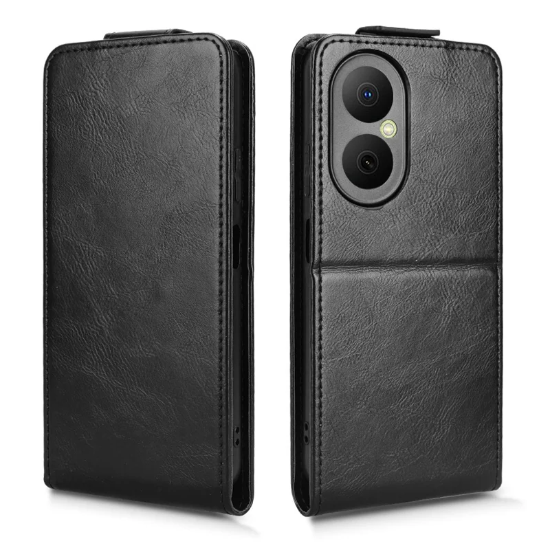 For Huawei Nova Y73 4G  /  Enjoy 80 Stand Case Magnetic Clasp Vertical Flip Leather Phone Cover with Card Holder - Black-Cellmalls