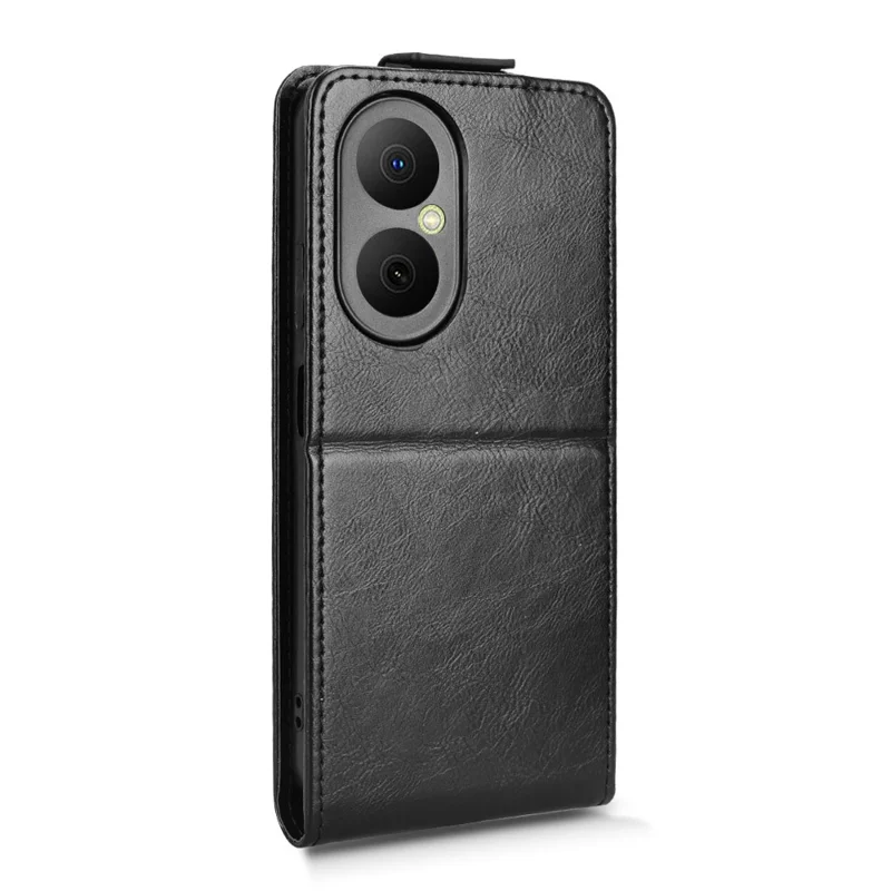 For Huawei Nova Y73 4G  /  Enjoy 80 Stand Case Magnetic Clasp Vertical Flip Leather Phone Cover with Card Holder - Black-Cellmalls