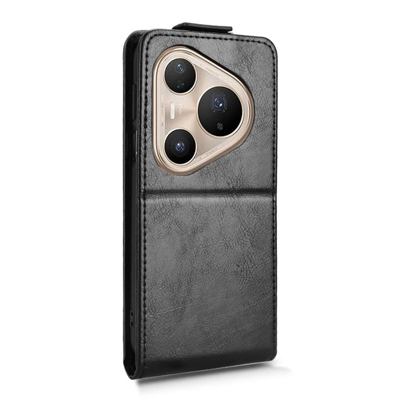 For Huawei Pura 80 Pro Stand Case Magnetic Clasp Vertical Flip Leather Phone Cover with Card Holder - Black-Cellmalls