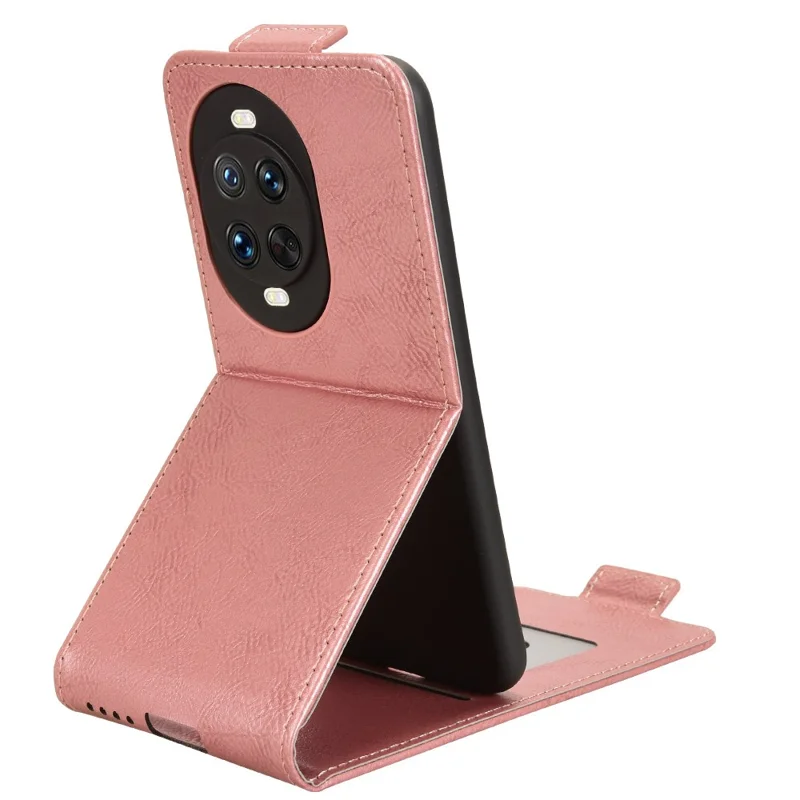 For Huawei nova 14 Pro 5G Stand Case Magnetic Clasp Vertical Flip Leather Phone Cover with Card Holder - Rose Gold-Cellmalls